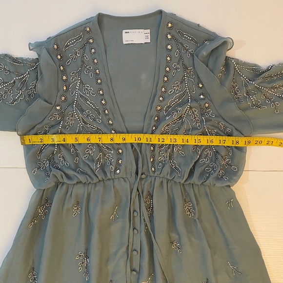 ASOS NWOT Soft Midi Button Front Dress with Trailing Embellishments Size 6 - Picture 11 of 16